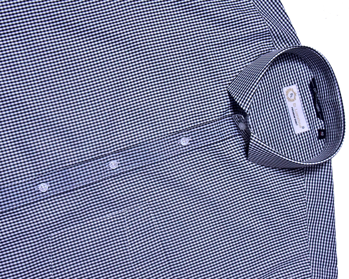 Er.Luxurious Premium Black Micro Check Formal Shirt