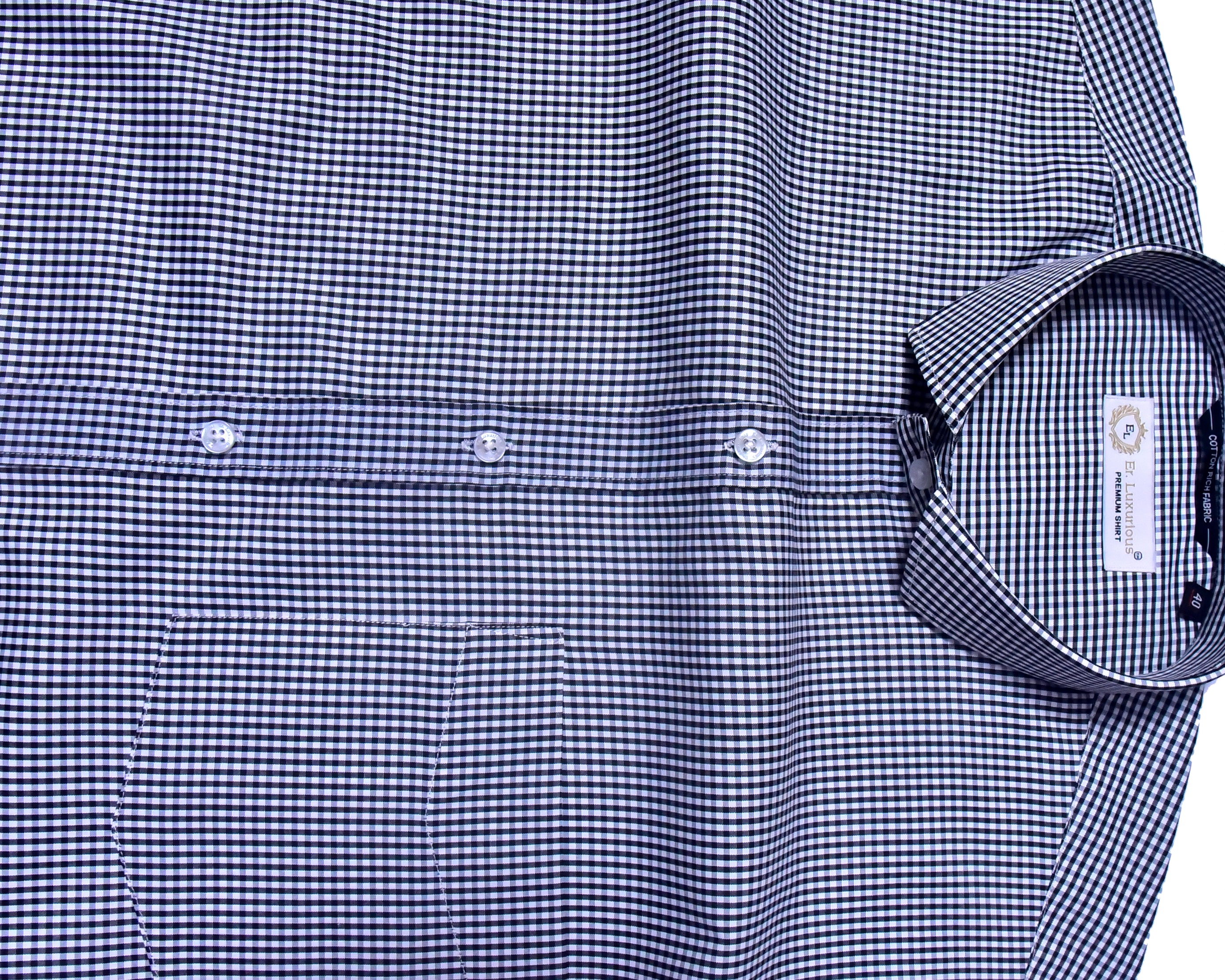 Er.Luxurious Premium Black Micro Check Formal Shirt